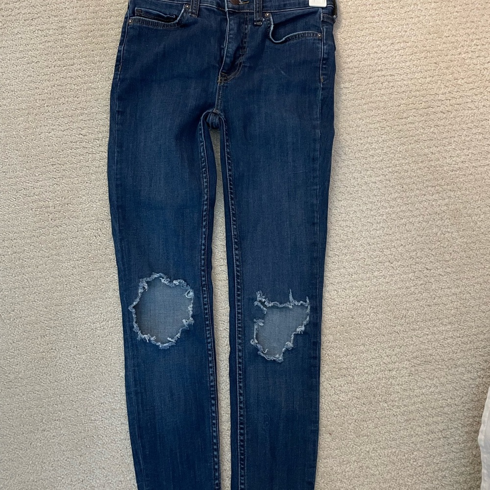 FREE PEOPLE denim ripped skinny jeans